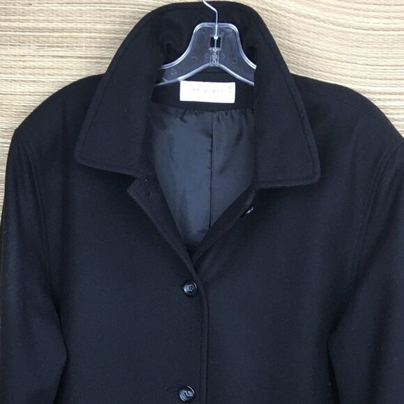 SANDRO Paris 100% Wool Classic Lightweight Shirt-collar Coat In Deep Black Sz 12 - Picture 7 of 14